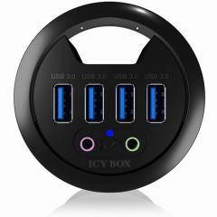 Tisch-Hub 4x USB 3.0 Type-A mit Audio Ein-/Ausgang ICY BOX