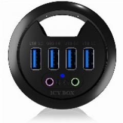 Tisch-Hub 4x USB 3.0 Type-A mit Audio Ein-/Ausgang ICY BOX