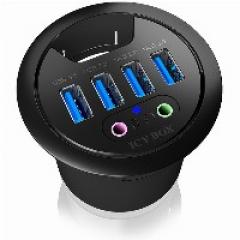Tisch-Hub 4x USB 3.0 Type-A mit Audio Ein-/Ausgang ICY BOX