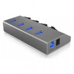 USB 3.0 , 4x USB Type-A Anschlüsse, An-/Ausschalter für jeden Port ICY BOX