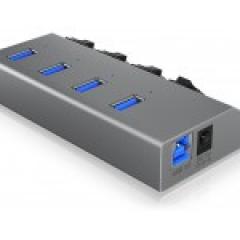 USB 3.0 , 4x USB Type-A Anschlüsse, An-/Ausschalter für jeden Port ICY BOX