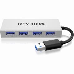 HUB 4Port ICY BOX 4xUSB3.0 Aluminium passiv Silver/Grey