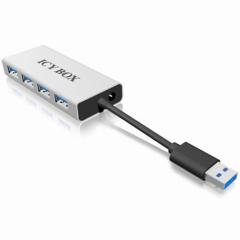 HUB 4Port ICY BOX 4xUSB3.0 Aluminium passiv Silver/Grey
