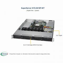 Barebone Server 1 U Single 3647 4 Hot-swap 3.5 600W Platinum SuperServer 5019P-WT