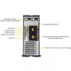 Barebone Server 4 U/Tower Dual 3647 8 Hot-swap 3.5 1280W Redundant Platinum SuperServer 7049P-TRT