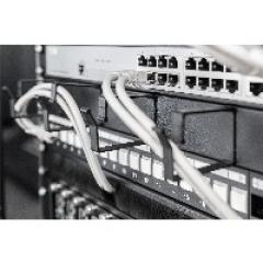 NWSZ Kabelrangierpanel 19 1HE Digitus5x Kabelringe 40x60 mm, Farbe black (RAL 9005)