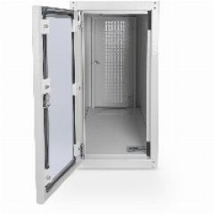 PC Schrank für Computergehäuse Glastür Digitus, inkl. Castorgruppe, Farbe Grau RAL 7035