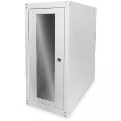 PC Schrank für Computergehäuse Glastür Digitus, inkl. Castorgruppe, Farbe Grau RAL 7035