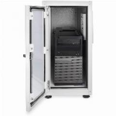 PC Schrank für Computergehäuse Glastür Digitus, inkl. Lüfter und Castorgruppe, Farbe Grau RAL 7035
