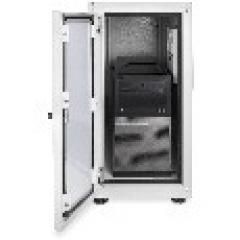 PC Schrank für Computergehäuse Glastür Digitus, inkl. Lüfter und Castorgruppe, Farbe Grau RAL 7035