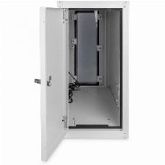 PC Schrank für Computergehäuse Glastür Digitus, inkl. Lüfter und Castorgruppe, Farbe Grau RAL 7035