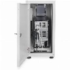 PC Schrank für Computergehäuse Glastür Digitus, inkl. Lüfter und Castorgruppe, Farbe Grau RAL 7035